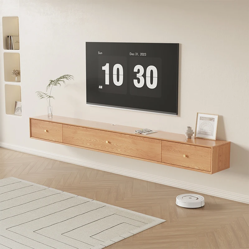 Solid wood TV cabinet combination oak wall cabinet small apartment living room coffee table TV cabinet splicing ground