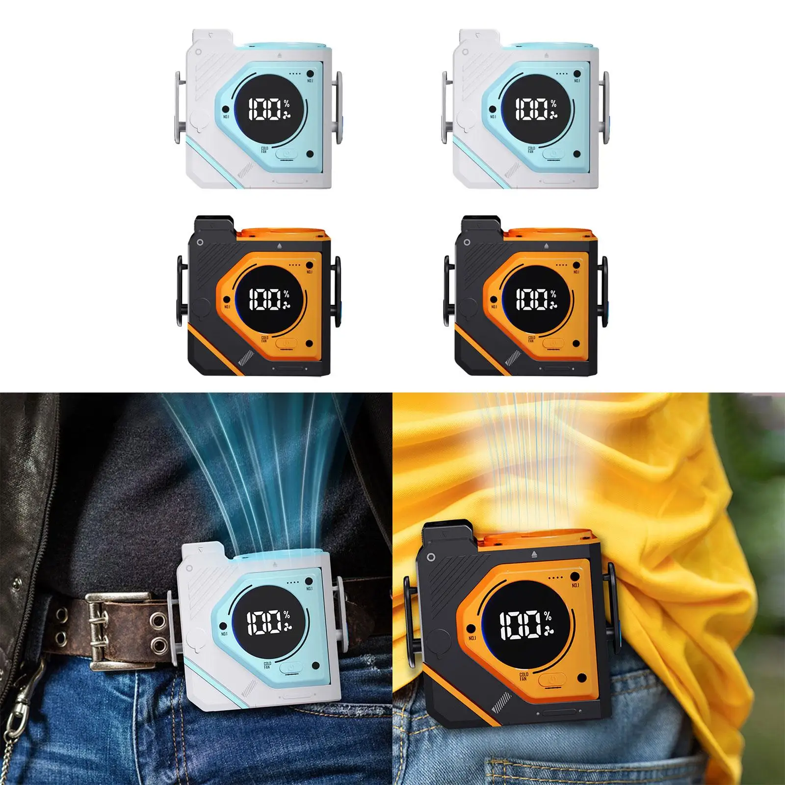 Ventilador pessoal com clipe de cintura, recarregável, leve, pendurado, multiuso para viagens, escritório, acampamento ao ar livre, jardinagem