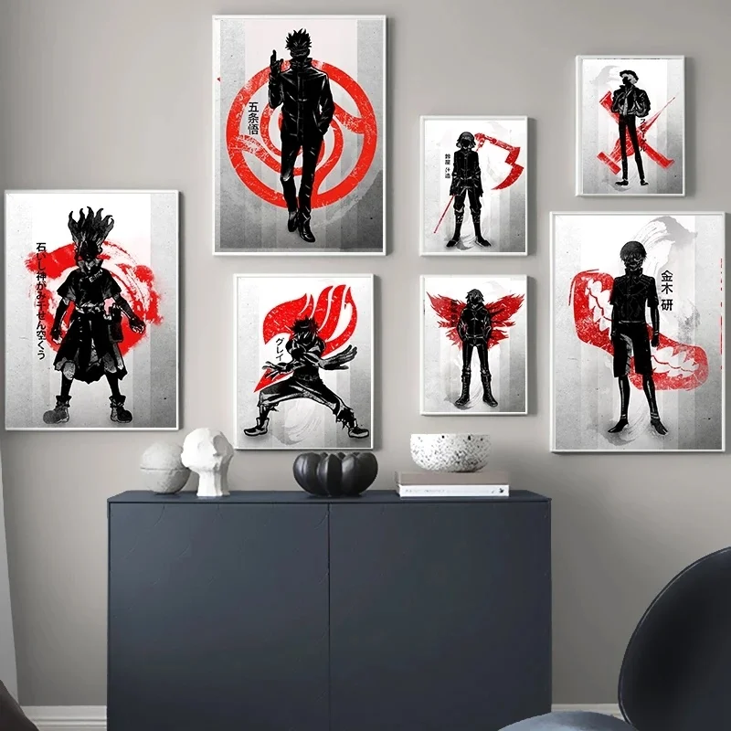 Anime Jujutsu Kaisen Poster Tokyo Ghoul FAIRY TAIL Nordic Style Painting Wall Art Decoration Kawaii Room Decor Canvas Poster