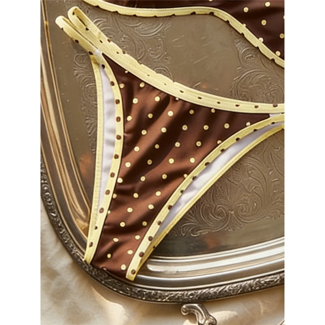 XS - L 2026 Bedruckter Bikini mit Polka Dots, Damen-Badeanzug, zweiteiliger Bikini-Set, kariertes Badeoutfit, Badeanzug, Schwimmanzug V8039 – Detail 11