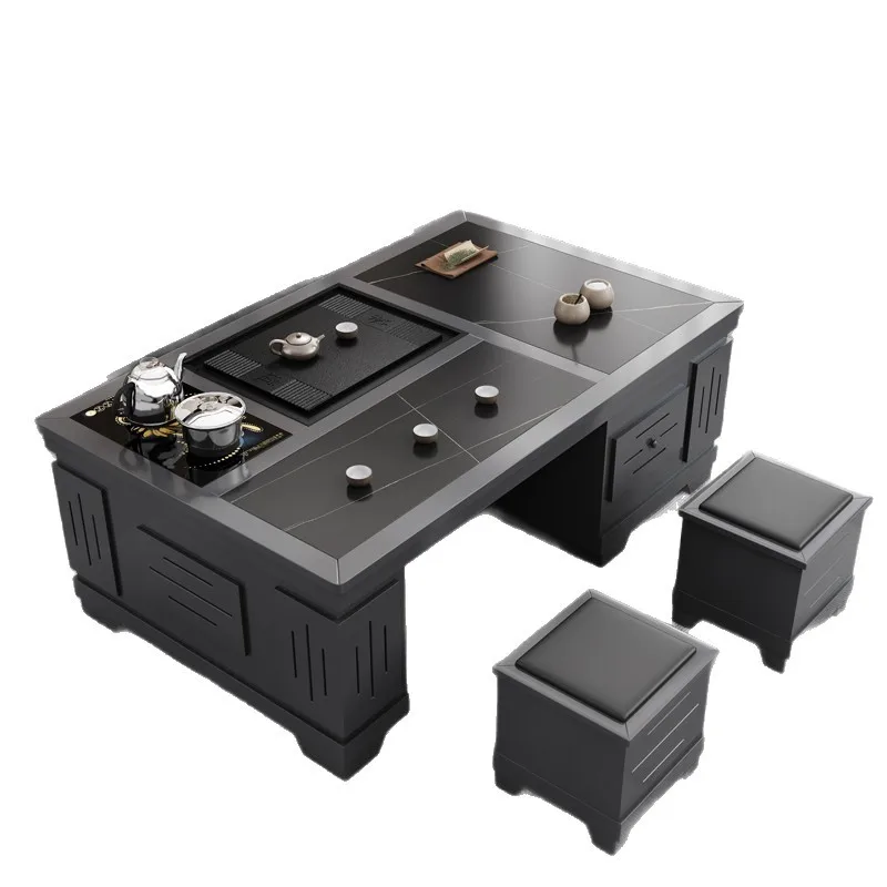 

Rock slab kung fu with boiling water function tea table chair set integrated set modern home office tea table