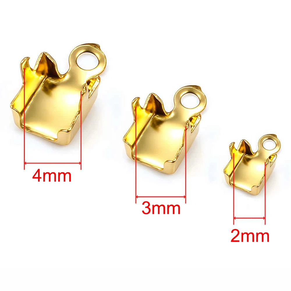10/20 Stück Edelstahl Gold Crimp-Endperlen Verbinder Verschlussspitzen Verschluss DIY Halskette Strasskette Schmuckherstellung – Detail 3