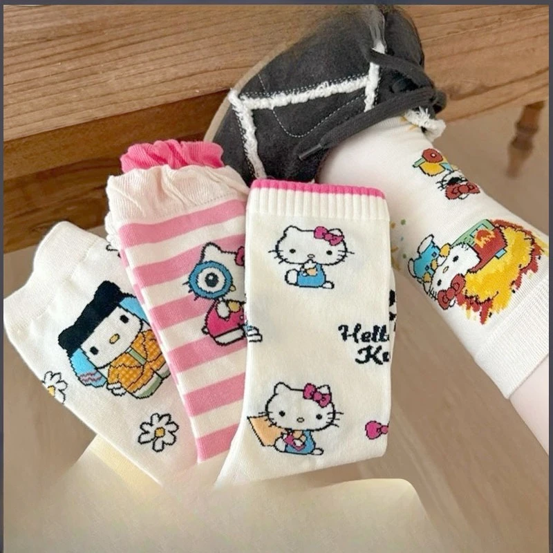 

Cute Kitty Cat Socks Cartoon Mid Calf Socks Fashionable Unisex Socks