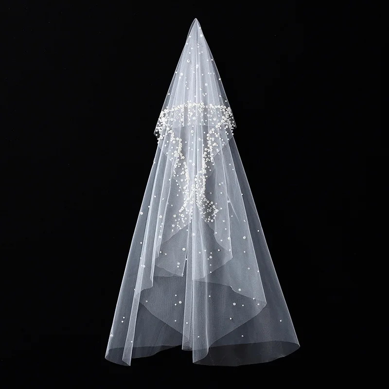 

Фата невесты, основное свадебное платье, головной убор, круглые бусины, украшенные Mori, простая пряжа, реквизит для фотосессии