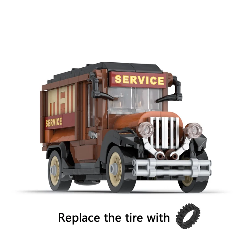 مدينة خدمة نموذج سيارة MOC قوالب بناء شاحنة البريد الرجعية وحدات التكنولوجيا الهدايا عطلة تجميع ألعاب أطفال البدلة #3