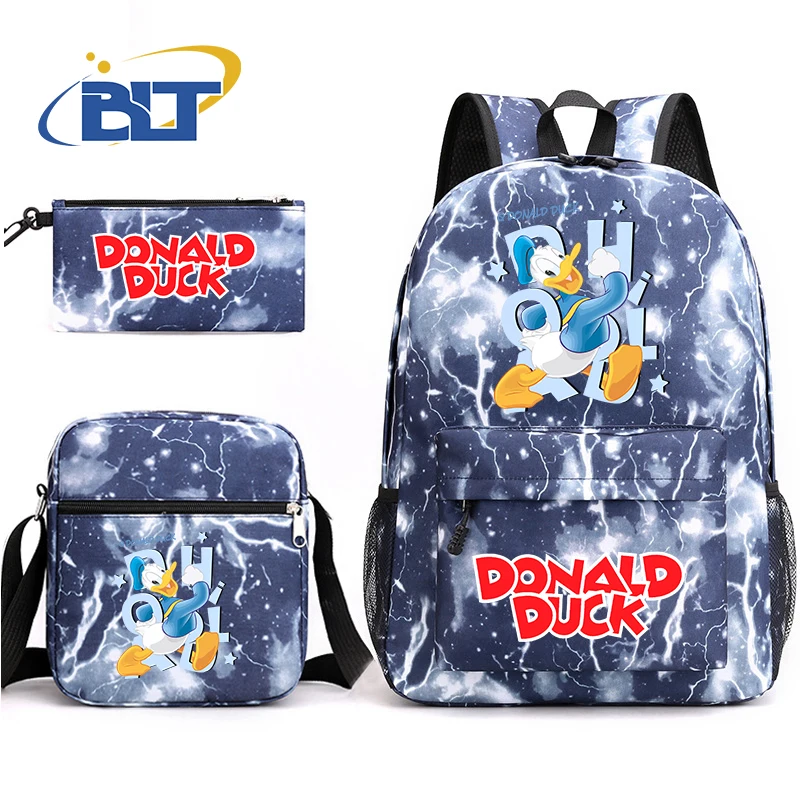 MINISO Donald Duck printed student school bag set Children's pencil case shoulder bag backpack 3-piece set