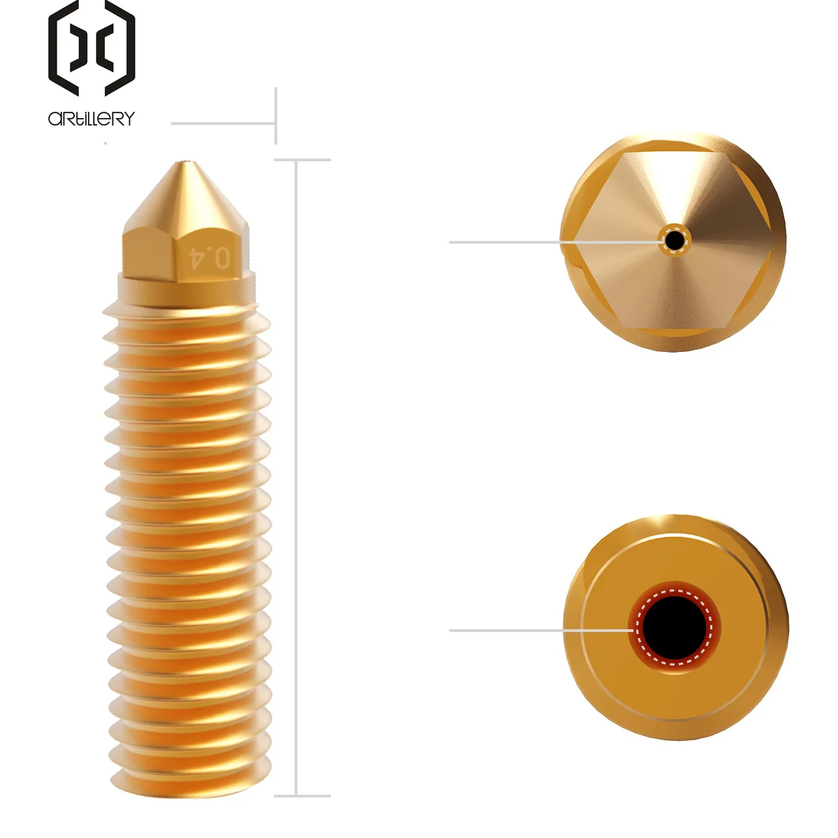 3D printer artillery rattlesnake x3x4Plus/Pro brass volcano 0.2/0.4/0.6/0.8/1.0 nozzle designed specifically for high temperatur