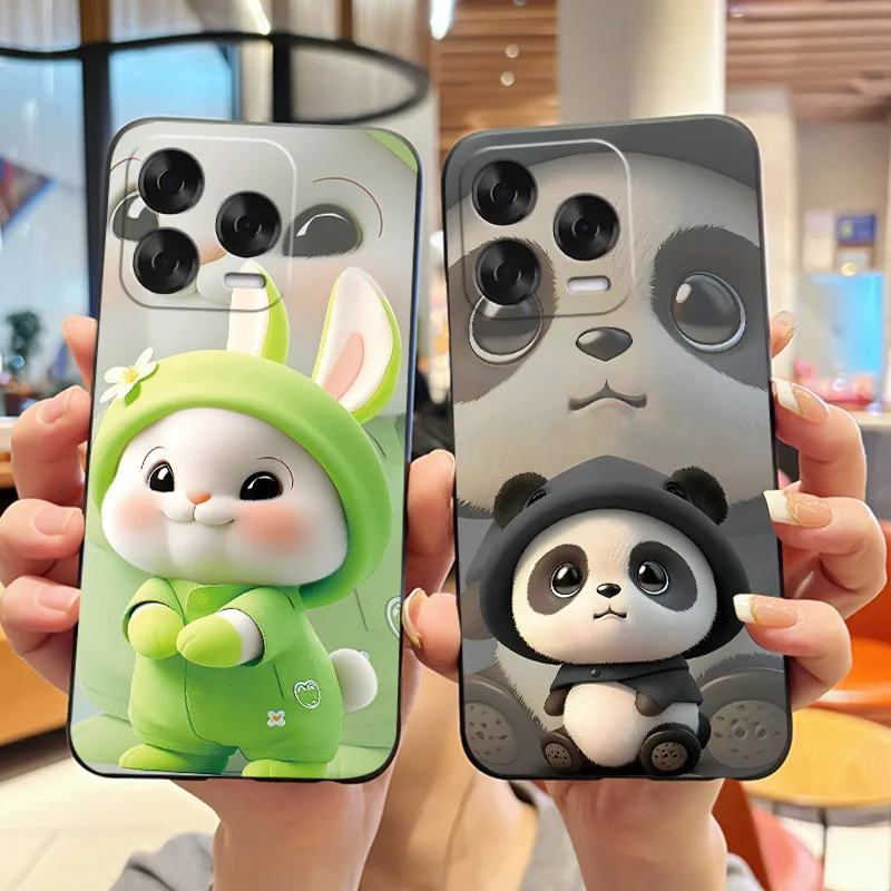 Funda para ZTE Blade V70 Vita/Nubia V70 diseño funda negra de silicona suave diseño atractivo amor Panda conejo carcasa a prueba de golpes
