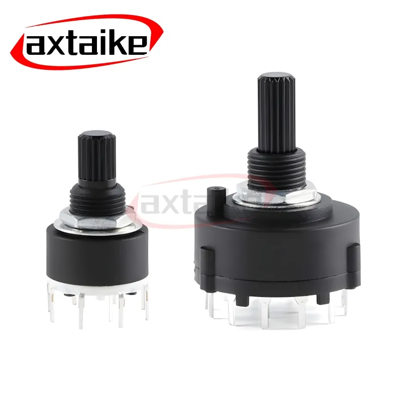 2PCS RS16 RS26 Rotary Switch 1 2 3 4 Pole Position 3/4/5/6/8/12 Selectable 16mm 26mm SR16 Gear Band Switch Handle length 15/20mm