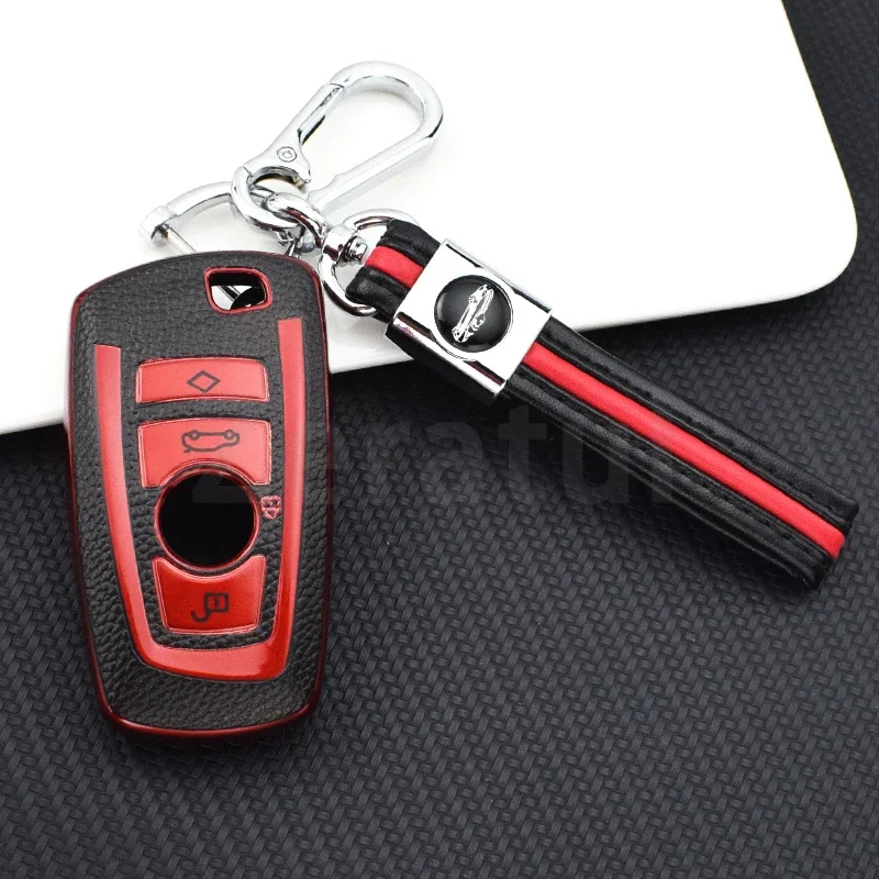 ل BMW F20 F30 G20 F31 F34 F10 G30 F11 X3 F25 X4 I3 M3 M4 1 3 5 سلسلة بولي Leather الجلود حامل مفتاح السيارة غطاء قذيفة فوب بدون مفتاح