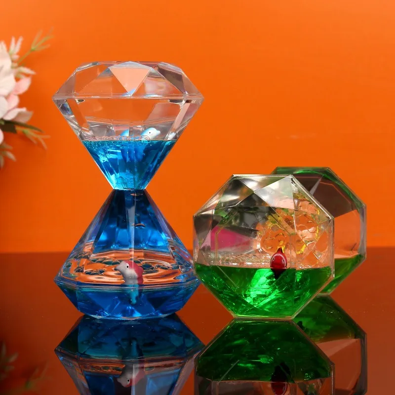 Diamonds Sand Hourglasses Colorful Liquid Timer Anxiety Relief Liquid Motion Timer Bubble Timer Oil Hourglaslock Decor Girl Gift