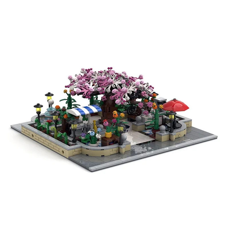 City Street View Model MOC Building Bricks Botanical Park Flower Bed Modular Technology Gifts Holiday Assemble Children Toy Suit