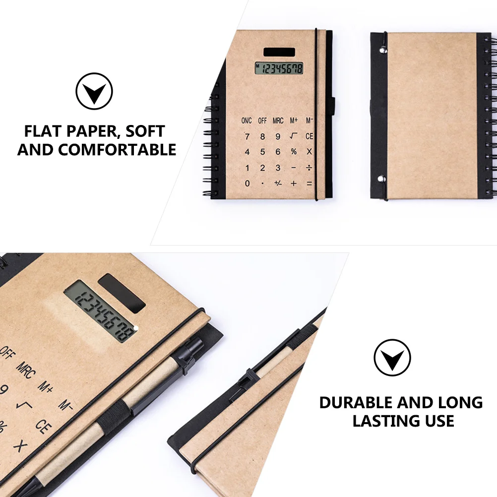 

Hardcover Notepad Solar Calculator Lined Writing Paper Thick Pages Prevent Ink Bleed Multifunctional Travel Business Student