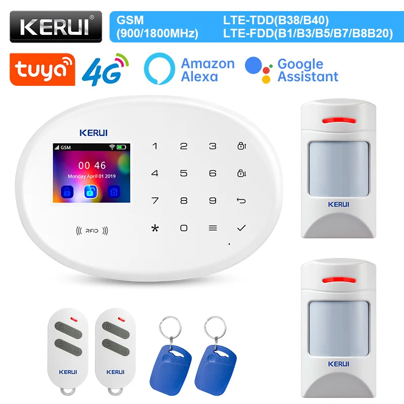 KERUI W204 4G Tuya APP Remote Control Smart Alarm System Anti-pet PIR Motion Sensor WIFI GSM Home Security Touch Panel Burglar