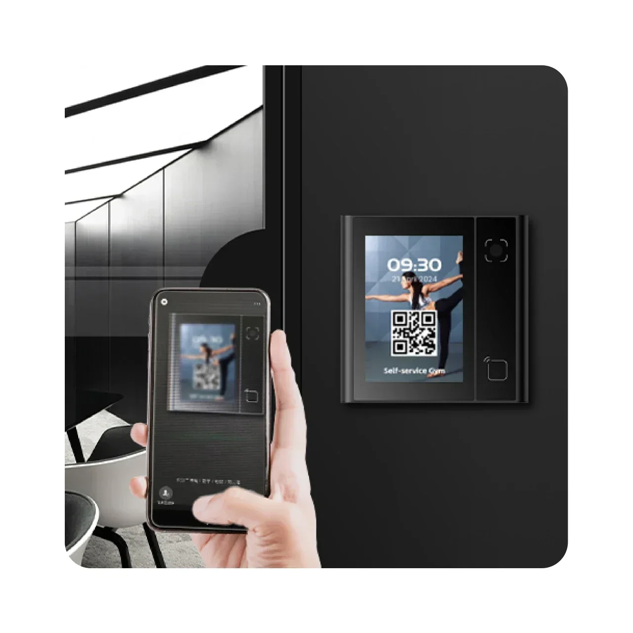 DW200 Multi-Functional Access Control Card Reader Touch Screen Supports RFID 13.56Mhz Card QR Code Password Bluetooth