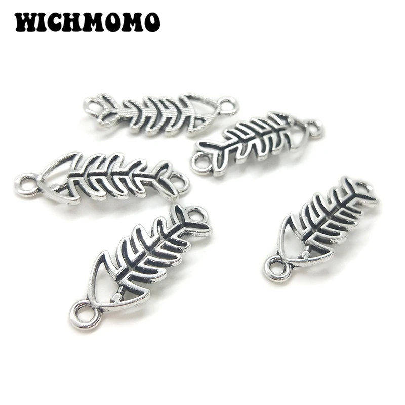 New 31mm 8pieces/bag Retro Zinc Alloy Fish Bone Shape Connectors Linker Charms Diy Jewelry Earring bracelets Accessories