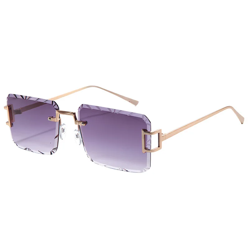 

New Luxury High-Quality 2025 Frameless Cut Colored Lenses Uv400 Sunglasses Fashionable Square Metal Leg Men And Women Glasses