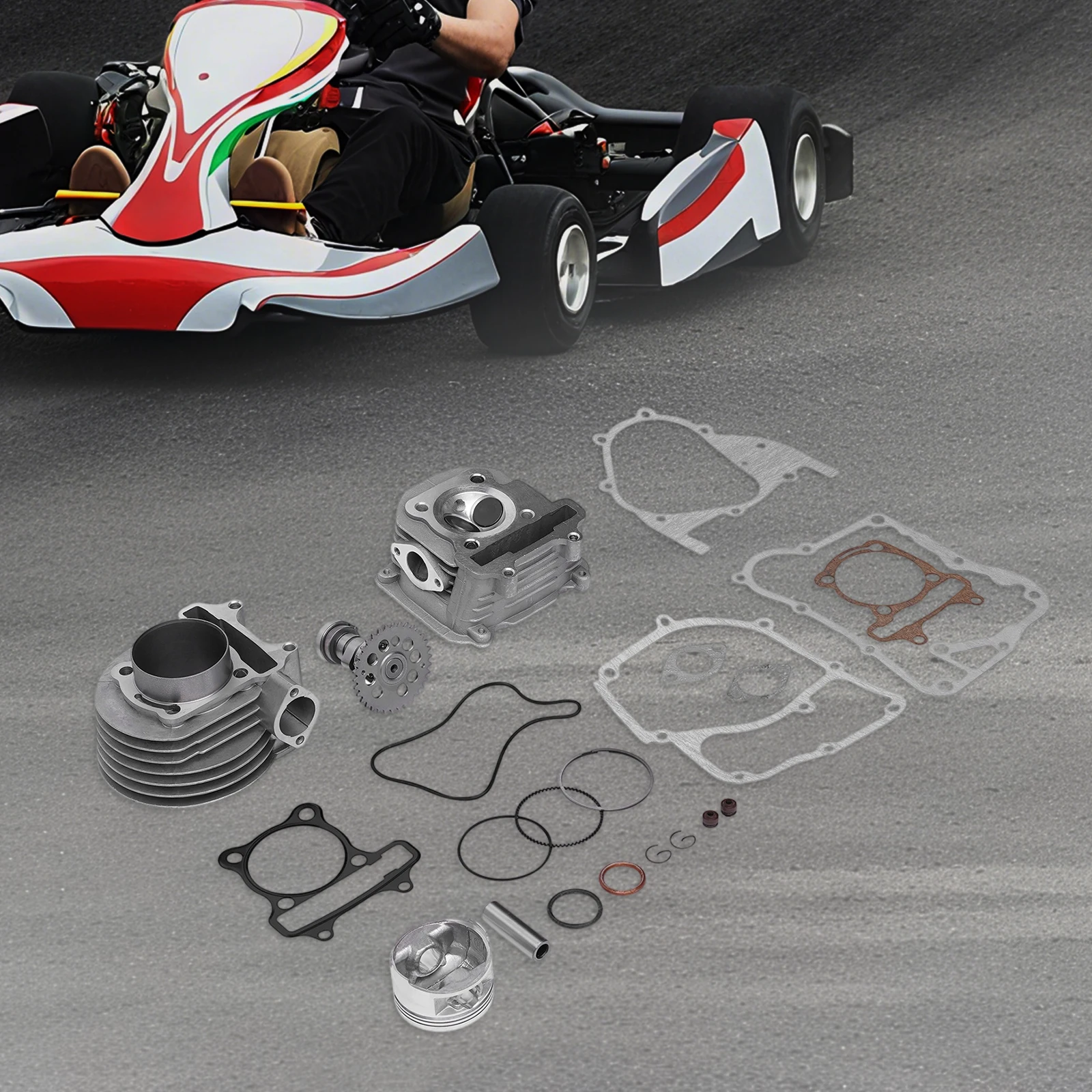 [مجموعة أسطوانات GY6 150cc مقاس 61 مم] مجموعة أسطوانات GY6 150cc مقاس 61 مم - معدن - للدراجة الرباعية ATV - متينة مطورة