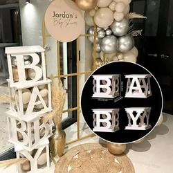 Hollow Baby Letters Frame Stand Mosaic Filling Balloons Box KT Board Alphabet DIY Letter Baby Shower ONE Birthday Party Decor