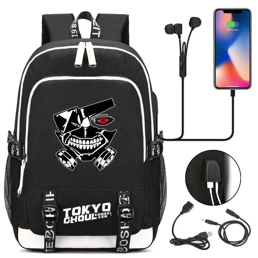 

Tokyo Ghoul Backpack Men Women USB Charging Laptop Travel Backpack Boys Girls Teenager Student Backpack Casual Mochila