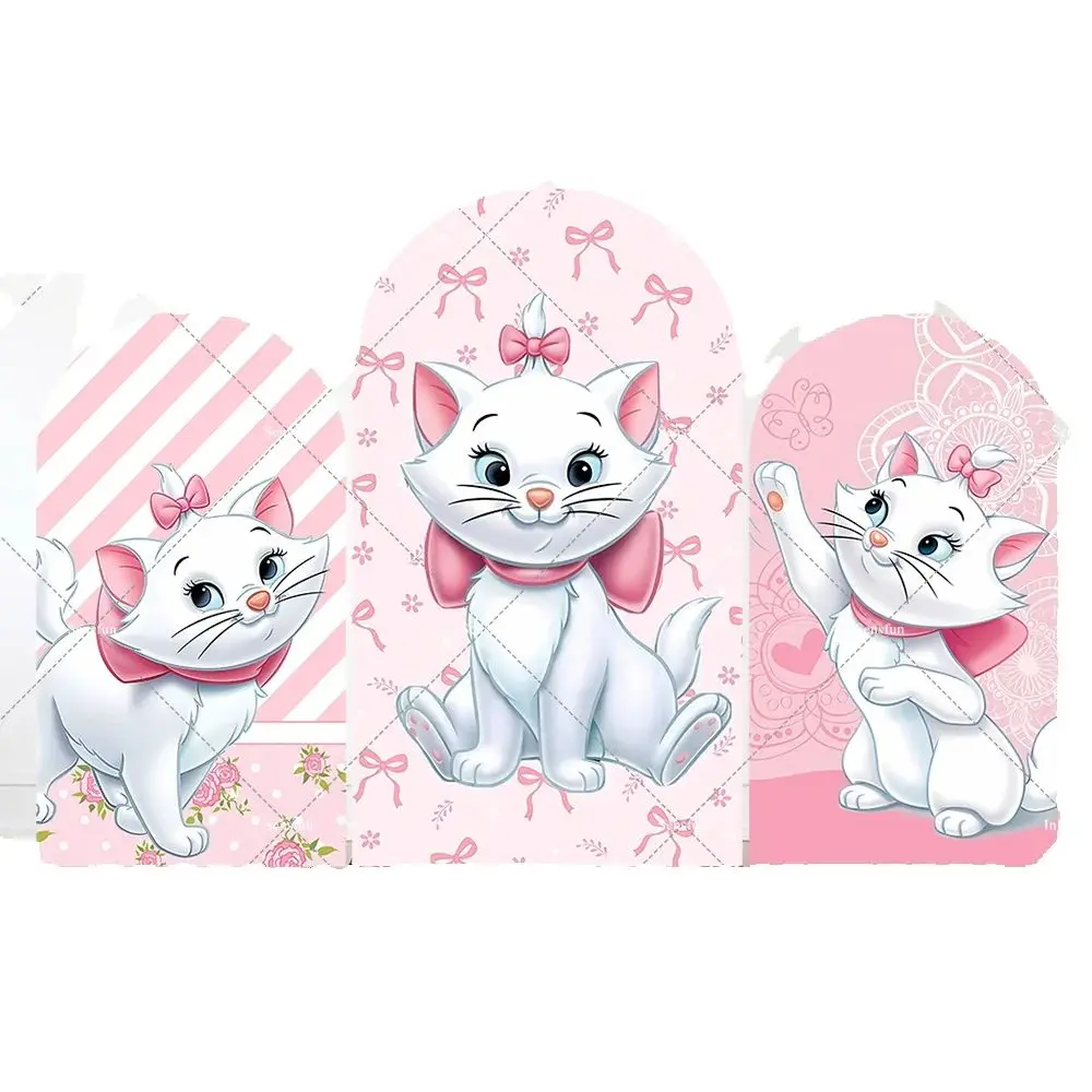 ديزني ماري أرستوكاتس حفلة عيد ميلاد قوس خلفية غطاء الوردي المشارب القوس الفتيات استحمام الطفل لوحات الحائط المقوسة 2-الوجهين