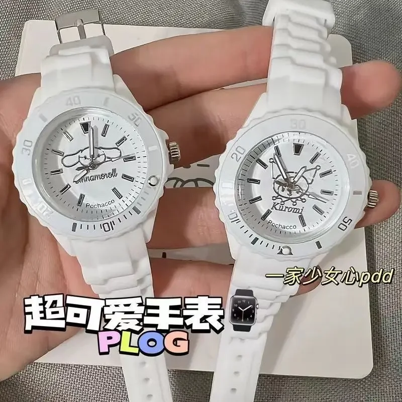 Sanrio Hello Kitty Kuromi Pure White Watch High-end Design Fashion Simple Waterproof Simple High-value Watch Holiday Gift