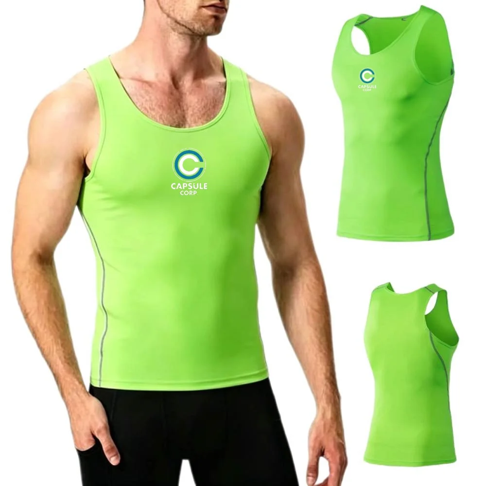 Youth Capsule Corp Office Men's Shirt Sleeveless Tank Top Man Quick Dry Workout Fitness Gym Base Layer Undershirt Running Vest