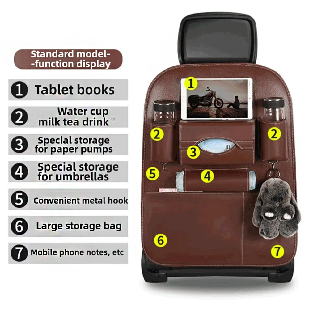 Uniwersalna torba do przechowywania na oparcie fotela samochodowego, wielofunkcyjne pudełko do przechowywania ze skóry PU, kieszeń do przechowywania i porządkowania, stylizacja samochodu