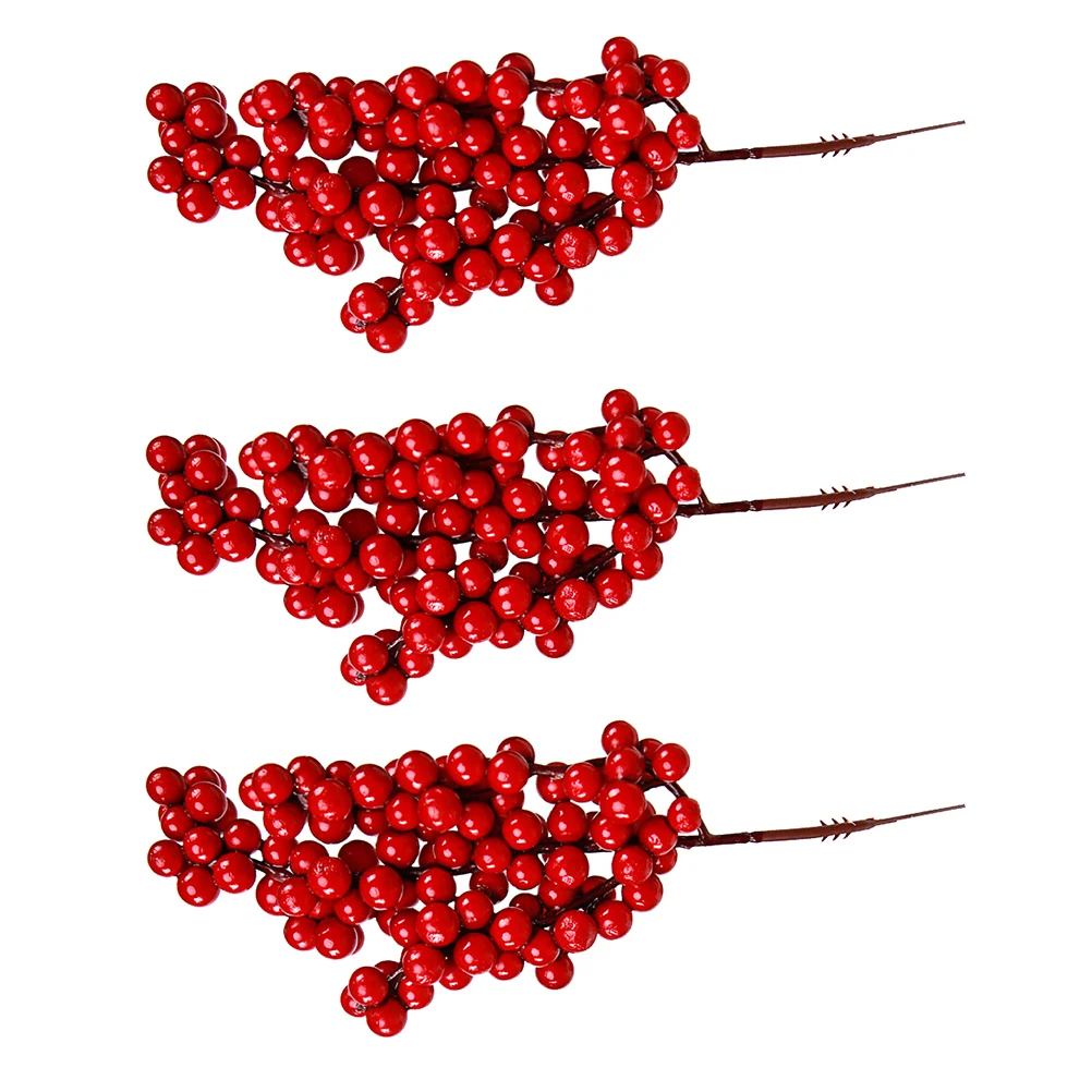 

3Pcs Red Imitation Berry Bouquet Christmas Artificial Flower Small Fruit Home Decoration DIY Lifelike Fake Flower Bouquet