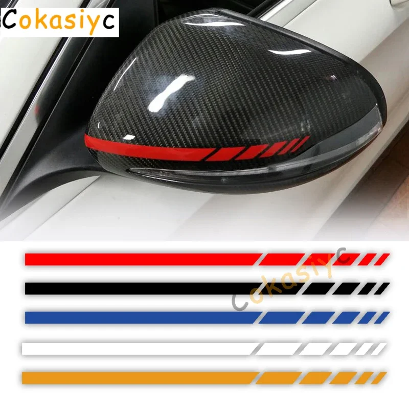 Hot Car Sticker 2 Sets 4PCS Truck Vinyl Stripe Rearview Side Mirror Decal Vehicle Body Accessories Black /Silver 20 * 0.7cm view 2