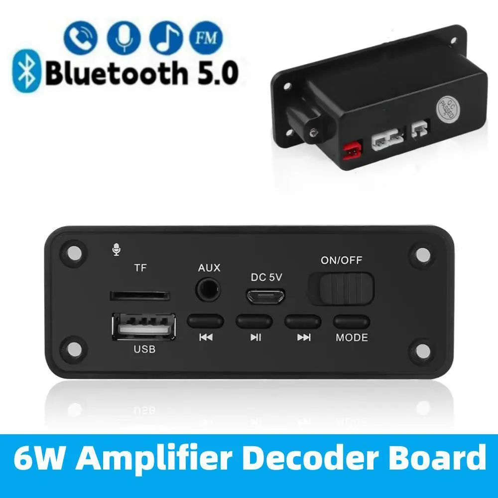 6W Amplifier MP3 Player Decoder Board 5V Bluetooth 5.0 Lossless Format Music decoder Module Car FM Radio TF USB Recorder Call