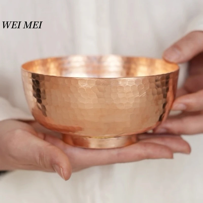 

Handcrafted Pure Copper Bowl,Vintage Thickened Hammer Texture Picnic Soup Bowl,Camping Portable For Home Copper Tableware 12 cm