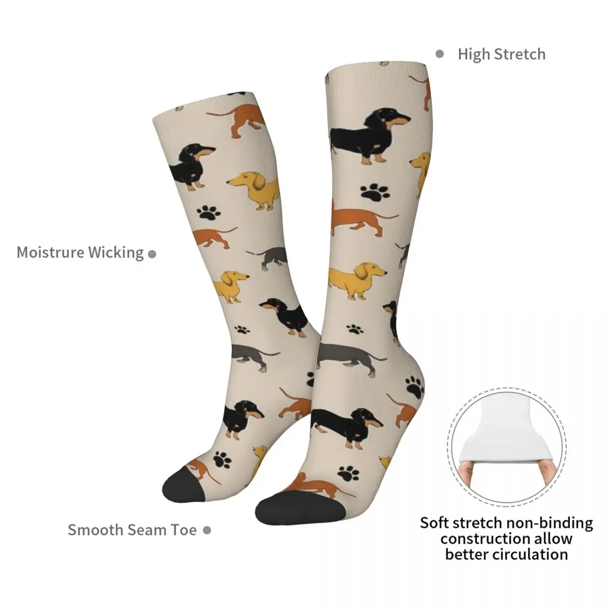 Weenie Weenies (Dachshund Sausage Dog) Socks Harajuku Sweat Absorbing Stockings All Season Long Socks Accessories Unisex Gifts