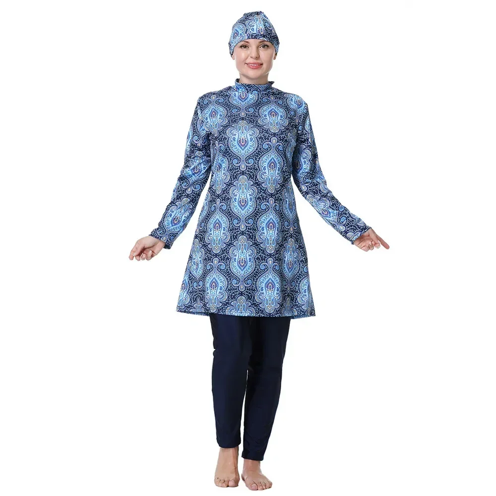 Muslimische Bademode Islam Frauen Modest Hijab Plus Größe Burkinis Femme Musulmane Schwimmen Badeanzug Strand Volle Abdeckung Badeanzug 3PCS
