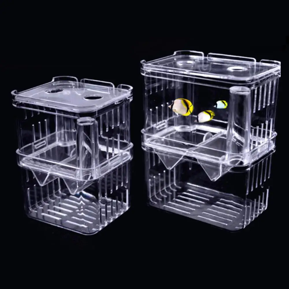 2 Sizes Fish Breeding Isolation Box Double-Deck Clear Fish Breeding Isolation Box Aquarium Breeder Fish Tank Hatching Fish Tank