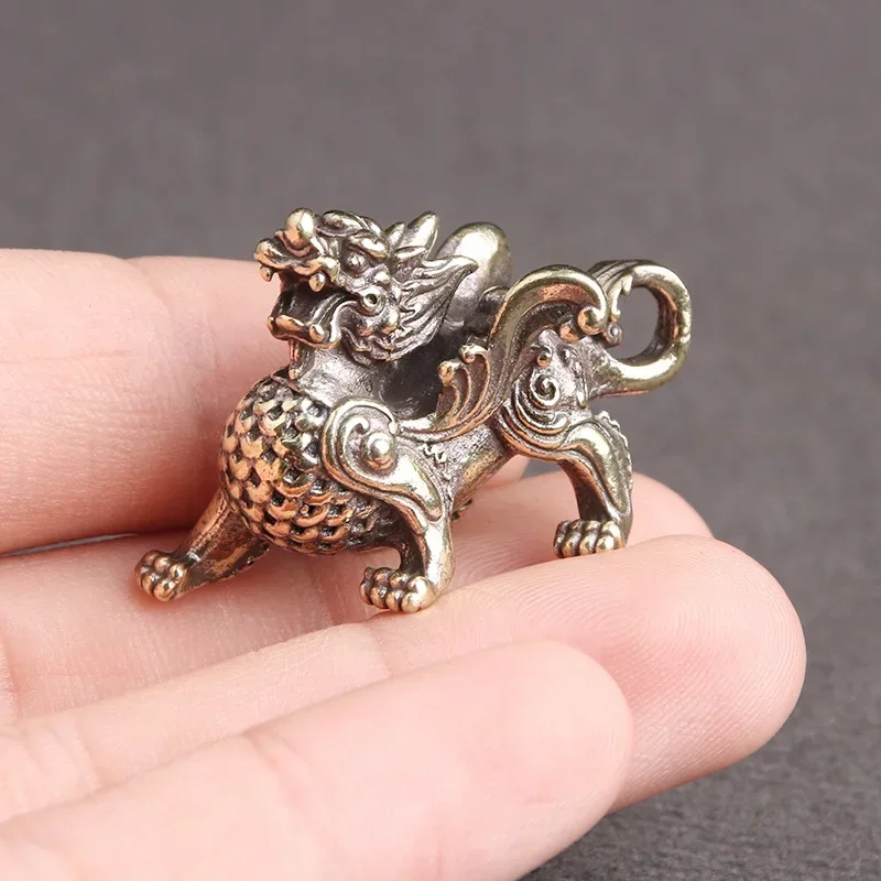 1 Piece Home Decoration Chinese Style Brass Unicorn Dragon Statue Statue Wealth Prosperity Feng Shui Vintage Decoration