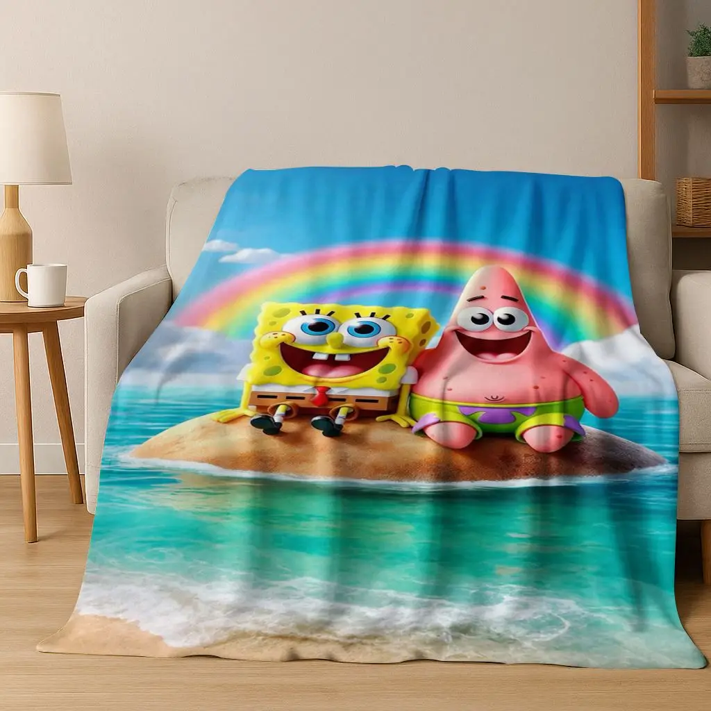 الكرتون S-سبونجبوب سكوير باتريك ستار الفانيلا بطانية لينة رمي بطانية للسرير غرفة نوم غرفة المعيشة السفر نزهة هدية