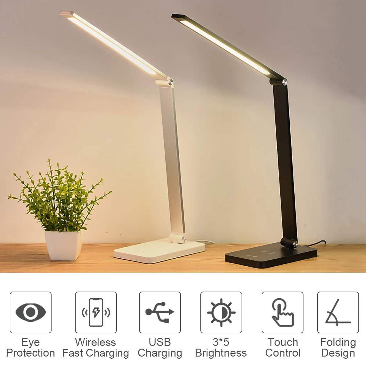 50LEDs Eye-Protection Table Lamp 5 Dimmable Level Touch Aluminium Alloy Night Light For Bedroom Bedside Lamp Reading Desk Lamp