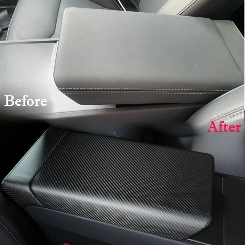 Center Console Armrest Box Cover Interior Replacement Spare Parts Protective For Tesla Model 3 Highland 2024 ABS Carbon Fiber