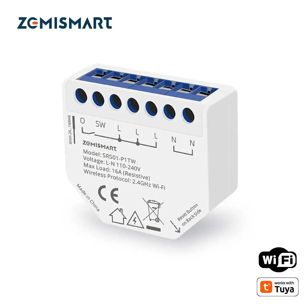 

Zemismart 16A Wi-Fi Smart Relay с монитором мощности, модуль переключателя мини-размера, совместимое с приложением Tuya Smart Life