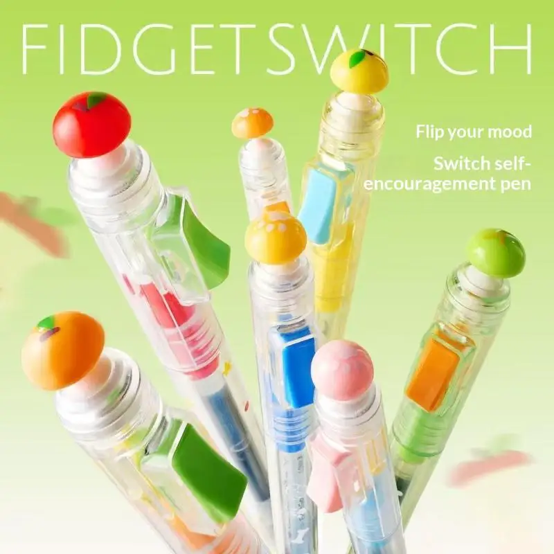 Creative Mushroom Neutral Pen Set Press Type Self Encouragement Pattern Waterproof Ink for Office Signing Student Test Brushing