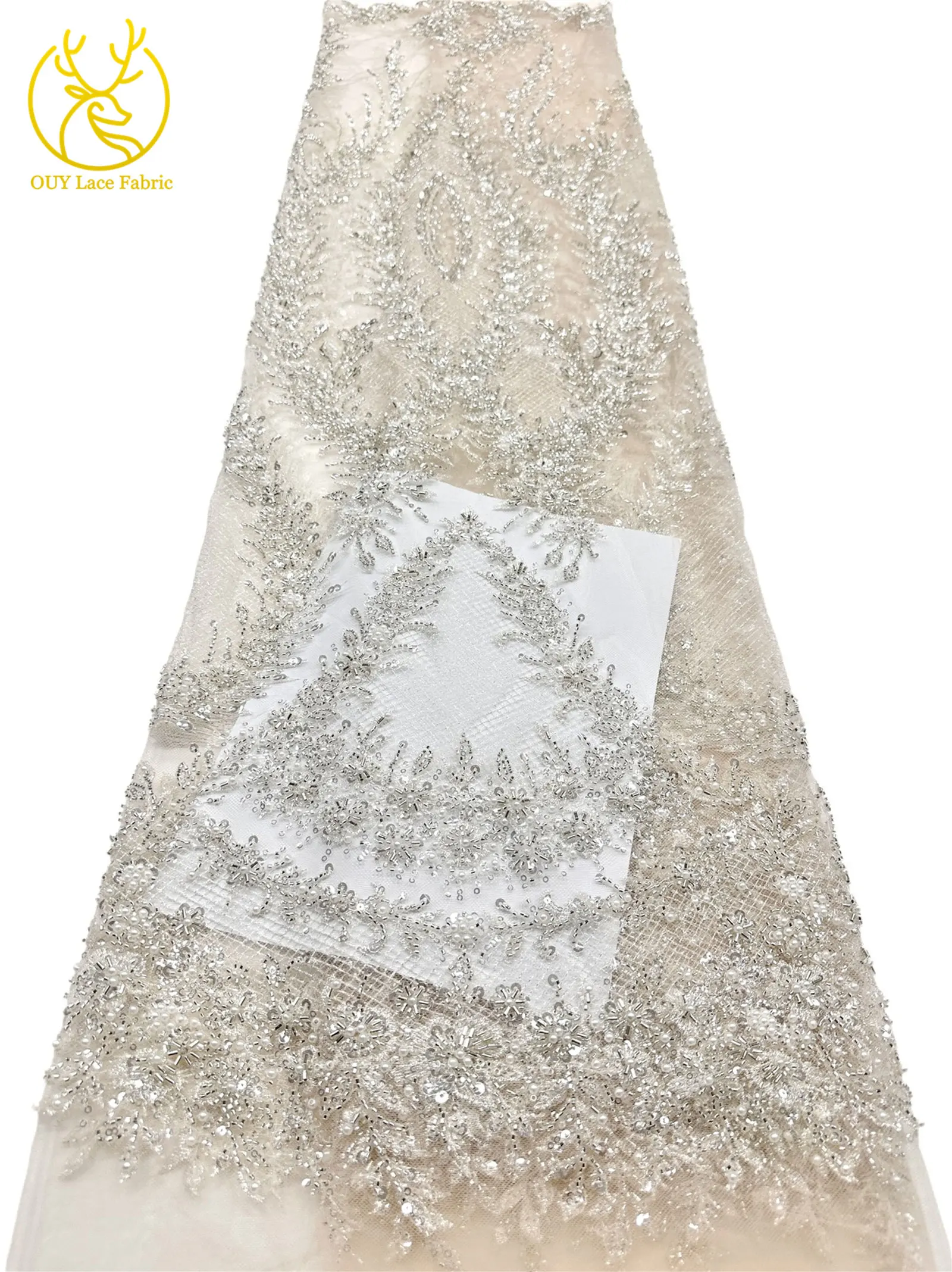 Modischer nigerianischer Brautkleidstoff mit Perlen und Spitze, 2026 neues Design, französische Netzspitze, afrikanischer Pailletten-Spitzenstoff für Hochzeitskleider zum Nähen – Detail 18