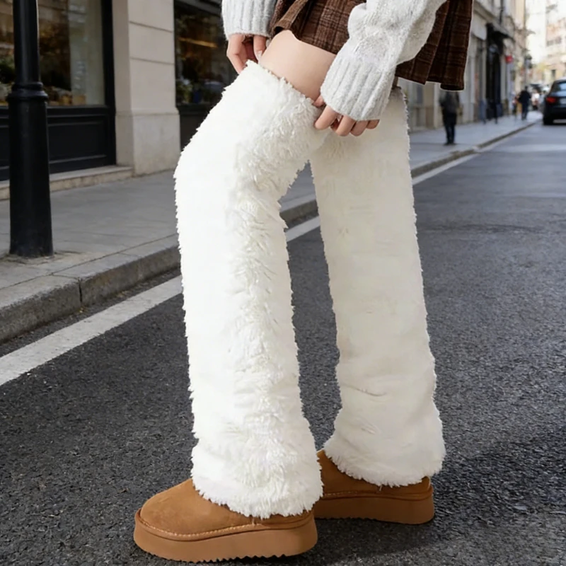 

New Women Autumn Winter Coral Fleece Over Knee Sock Thicken Fleece Lined Warm Knee Protection Sleep Home Leg Warmers Comfortable