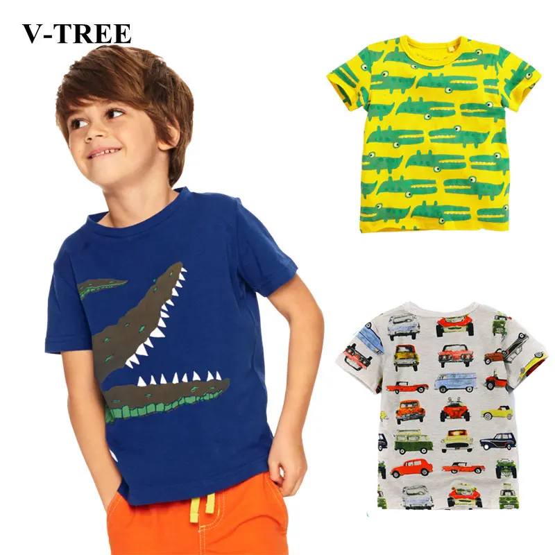 

V-TREE Children's T Shirt Cartoon Boys T-shirt Baby Tops Summer Tees For Girls Designer Cotton Toddler Clothing