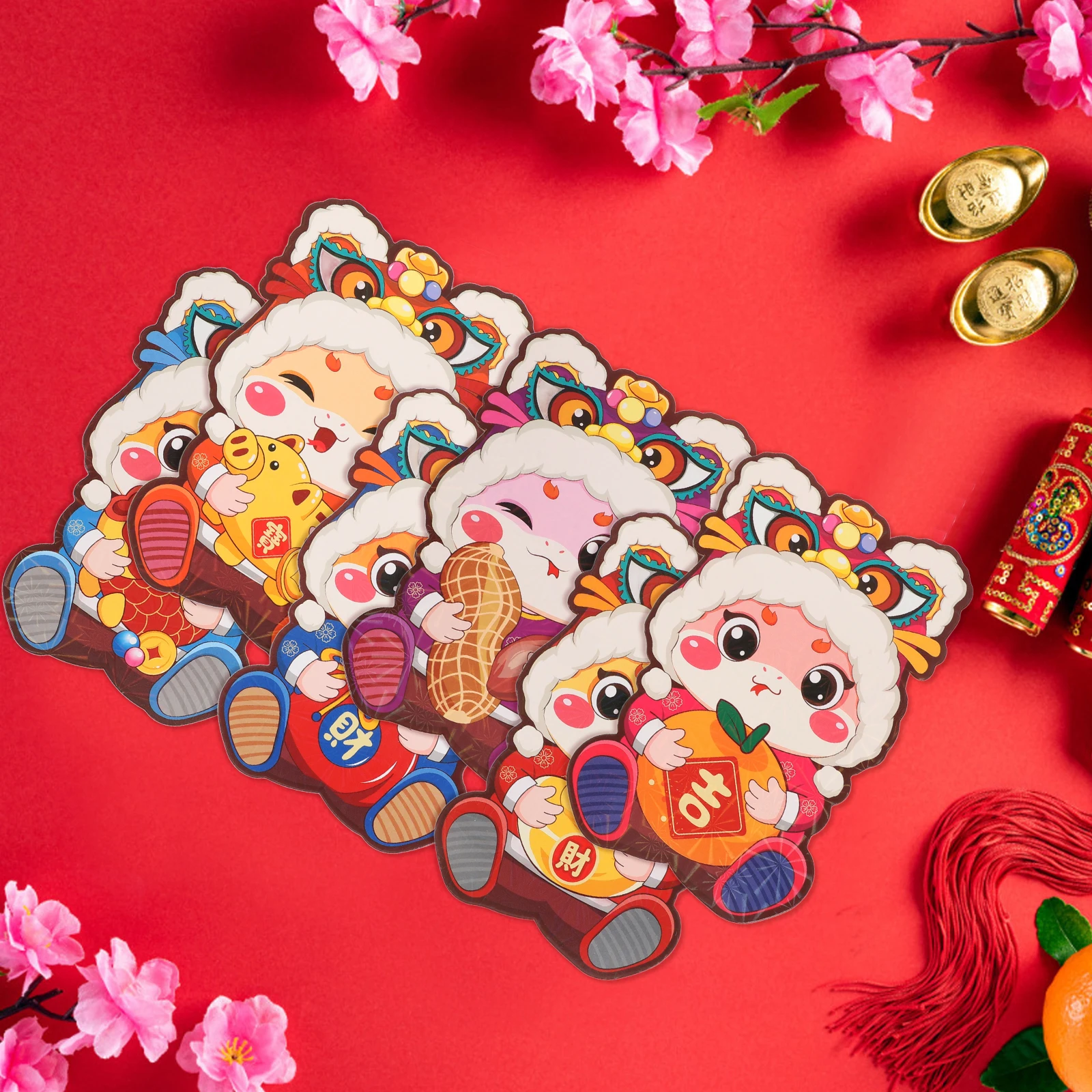 30pcs Cartoon Red Envelope Bags Large Capacity Snake Theme Chinese New Year Envelopes Kids Family Spring Festival Hong Bao Cash