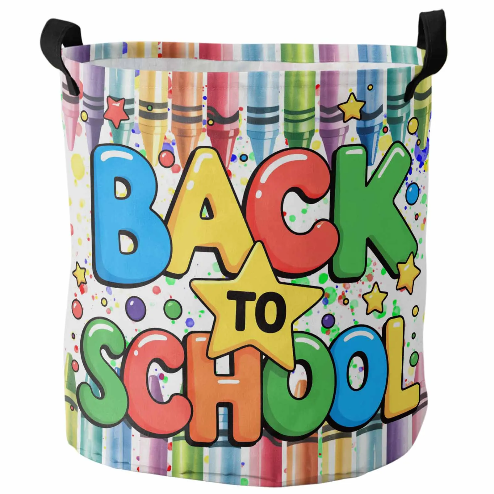 

Colorful Back To School Crayon Foldable Dirty Laundry Basket Kid's Toy Organizer Waterproof Storage Baskets