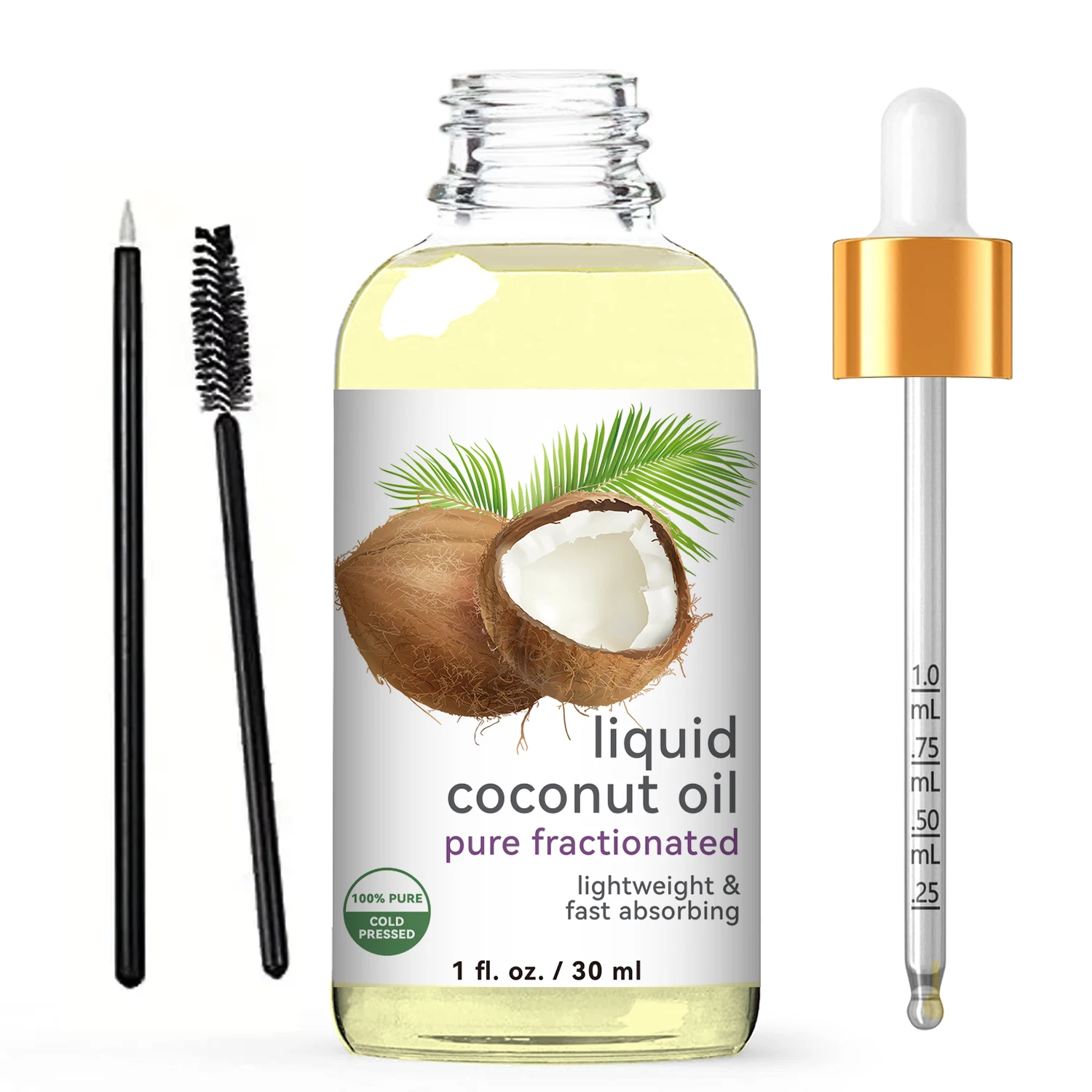 

liquid coconut oil pure fractionated lightweight & fast absorbing Replenish hair moisture 100% PURE COLD PRESSED