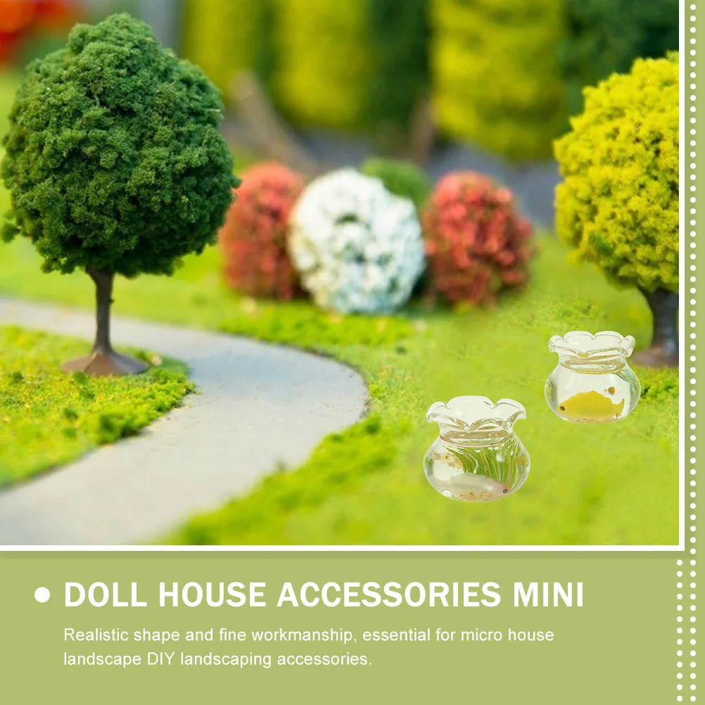 

Miniature Round Goldfish Tank Realistic Lifelike Tiny House Accessory Mini Fish Bowl for Small Desktop Decor Dollhouse Fish Tank