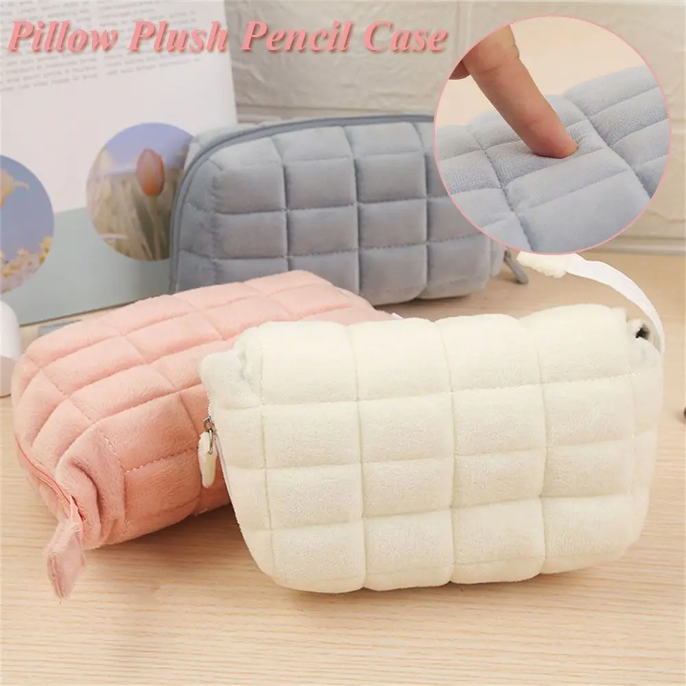 corduroy pillow plush lapis case bolsa cosmetico caixa de armazenamento veludo maquiagem bolsas material de escritorio zipper material escolar 01