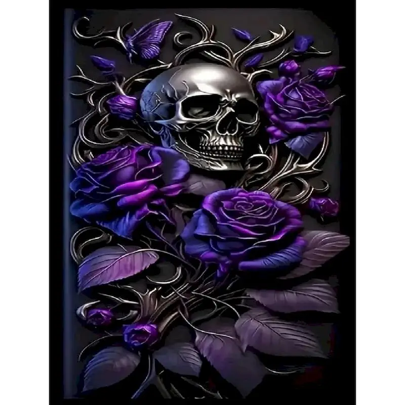 RUOPOTY цветок череп алмазная живопись вышивка искусство ремесло Хэллоуин живопись ремесленный комплект Алмазная мозаика домашний декор